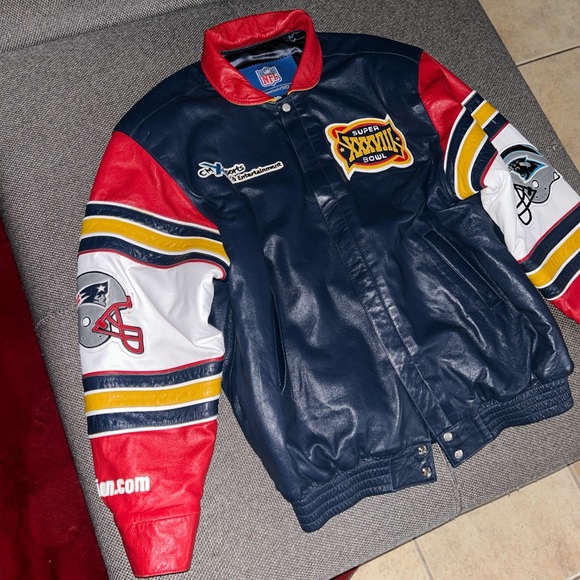 Rare NFL Super Bowl XXXVIII Leather Bomber Jacket - Multicolor XXL 2XL - Picture 4 of 6